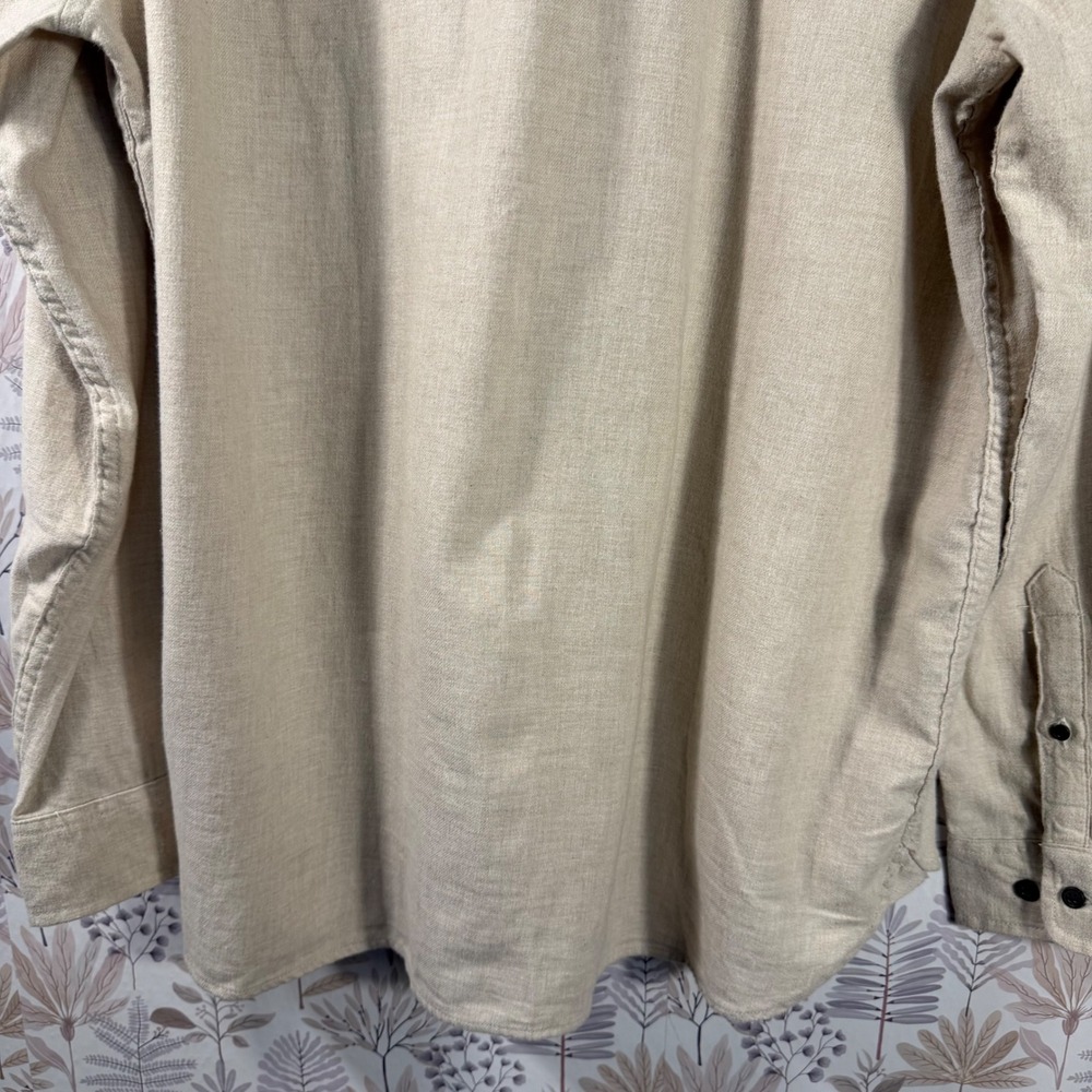 Mutual Weave Beige Button Up Shirt Men's XXL Long Sleeve Woven 100% Cotton - Picture 13 of 13